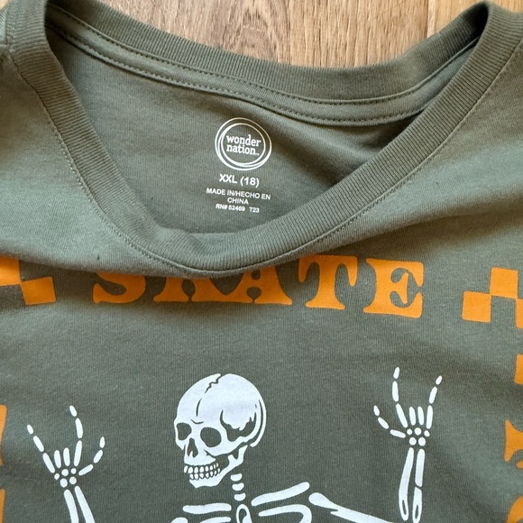 Wonder Nation Green Long Sleeve Tee with Skeleton Design - Picture 2 of 3